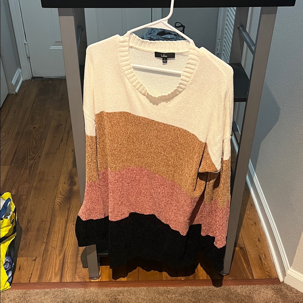 Lulu's Multicolor Striped Crew Neck Dress